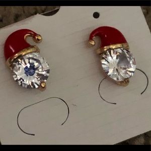 Cute Santa hat earrings with a little bling